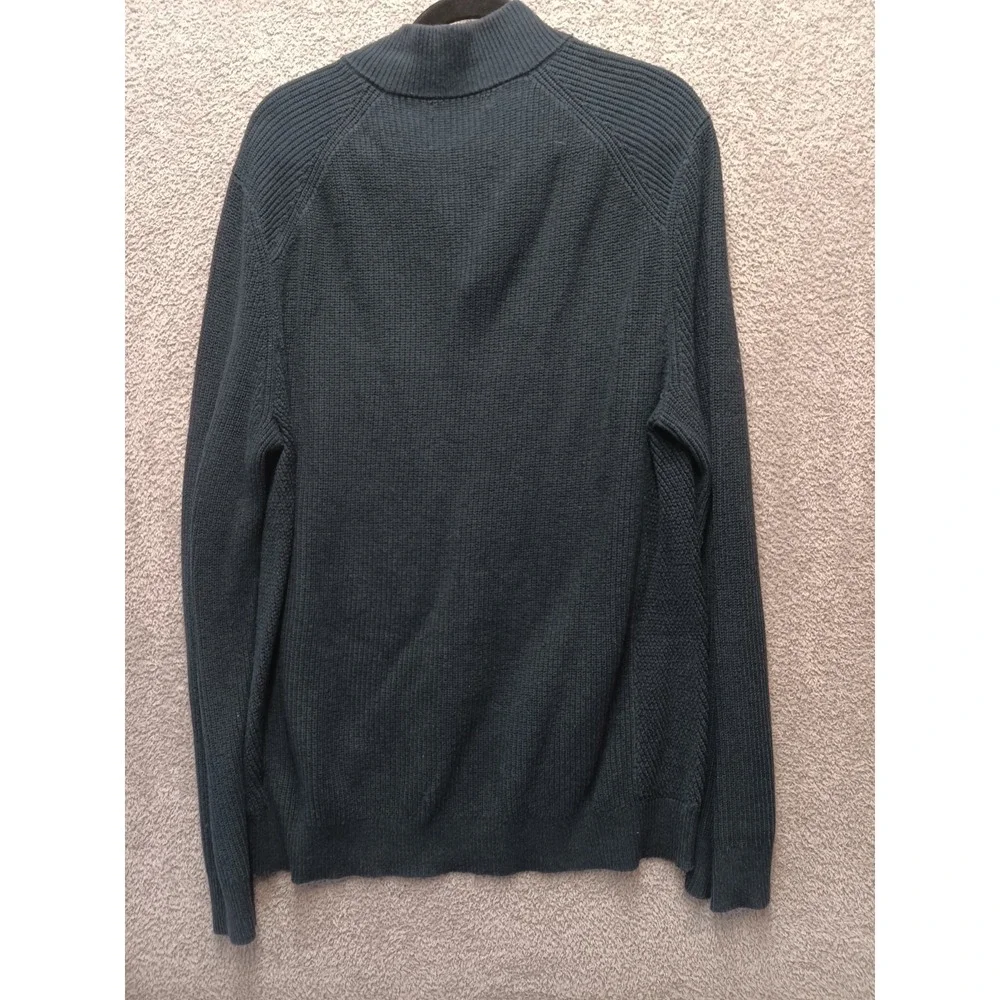 Banana Republic Men's Quarter Zip Knit Sweater‎ Blue Green Size L Cotton Blend